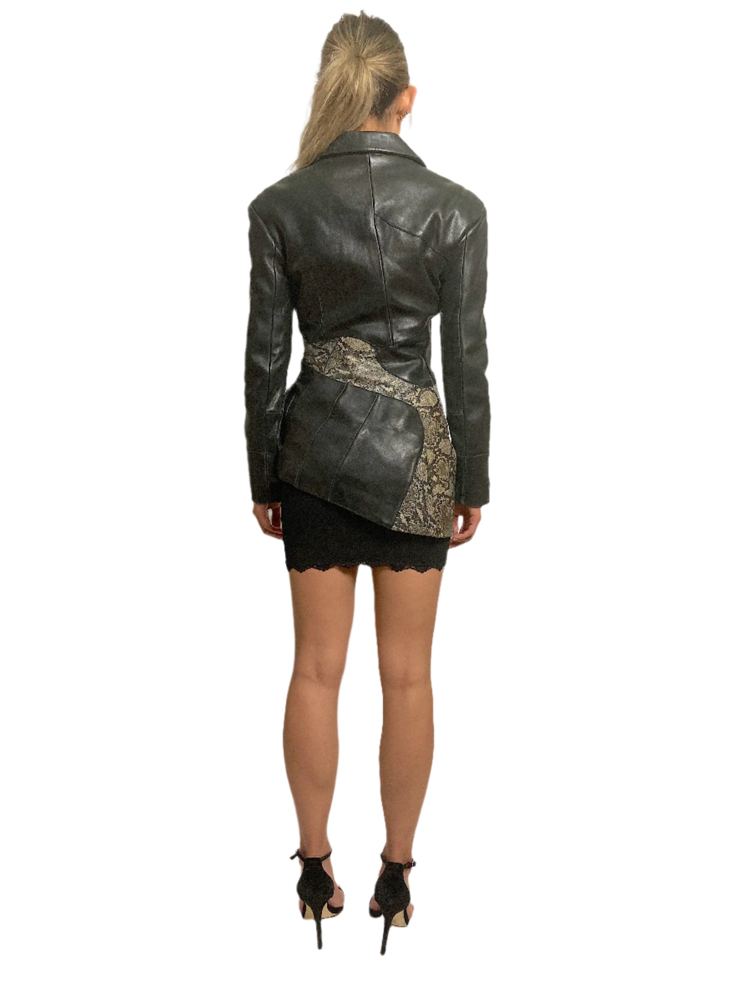 LEATHER SNAKE PRINT CORSET JACKET