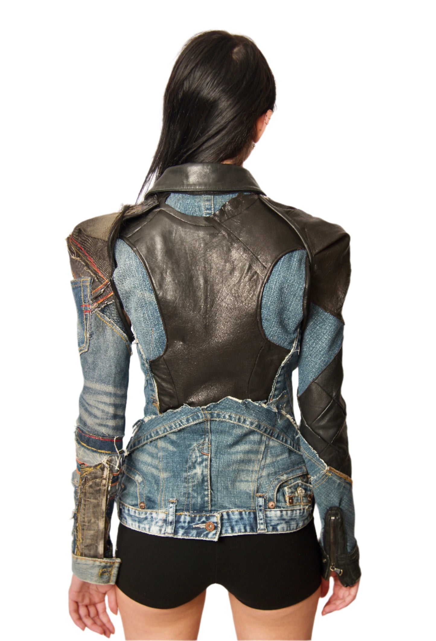 MOTORCYCLE LEATHER DENIM JACKET