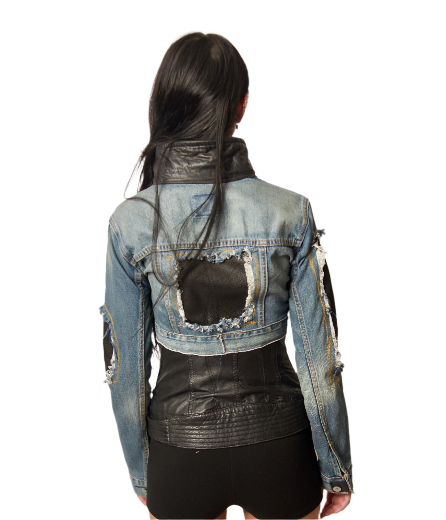 CORSETI LEATHER DENIM JACKET