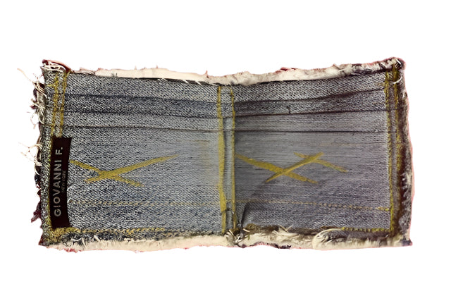 recycle Leather/Denim hand painted wallet made in New York