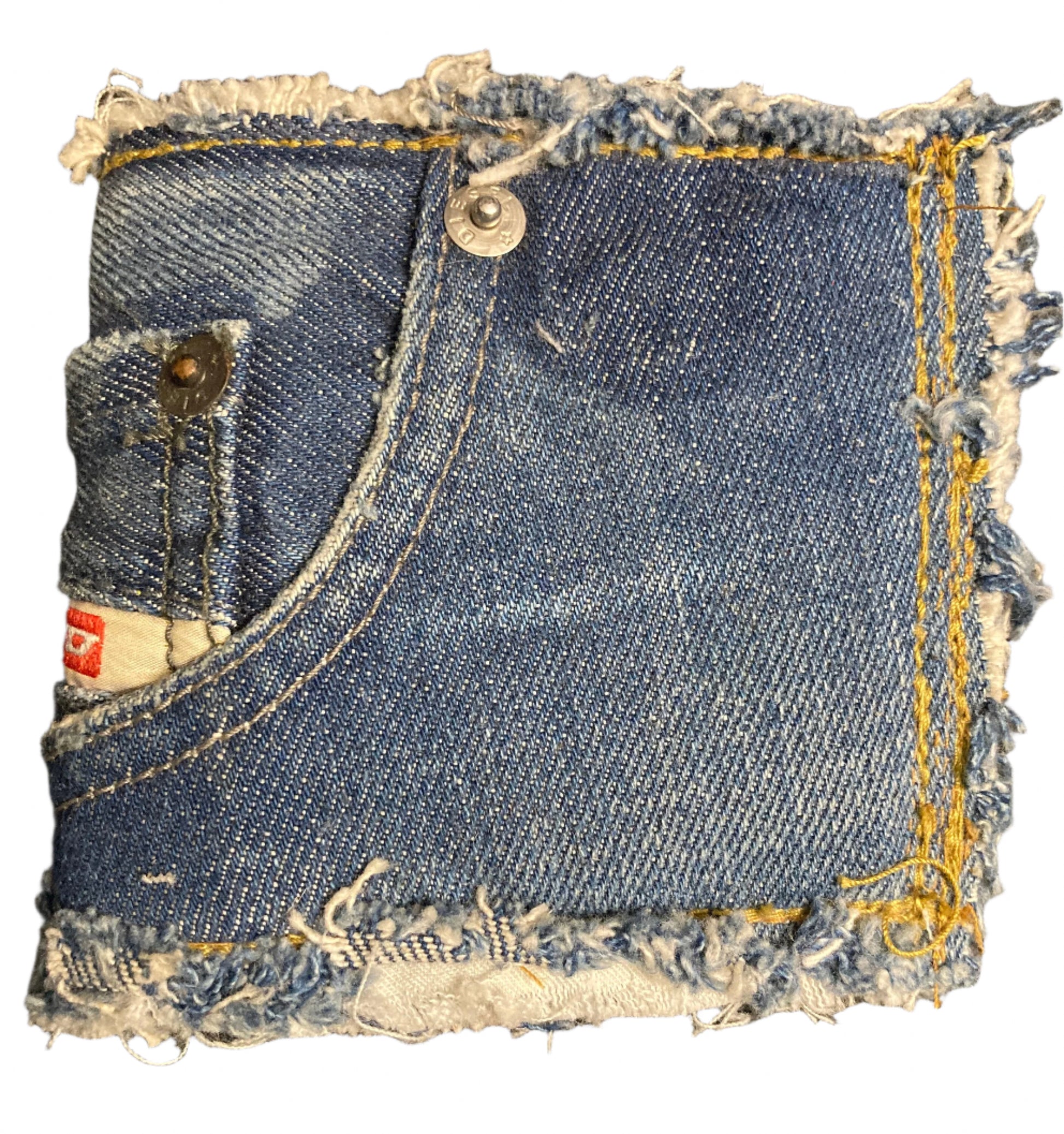 recycle Leather/Denim hand painted wallet made in New York